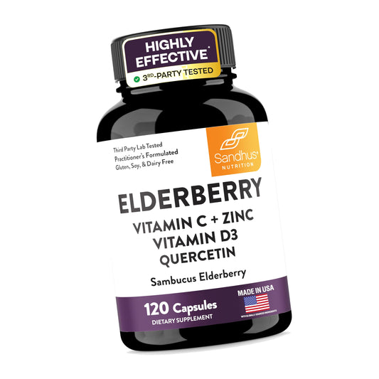 Elderberry Vitamin C and Zinc Supplement For Immune Support | 120 Capsules