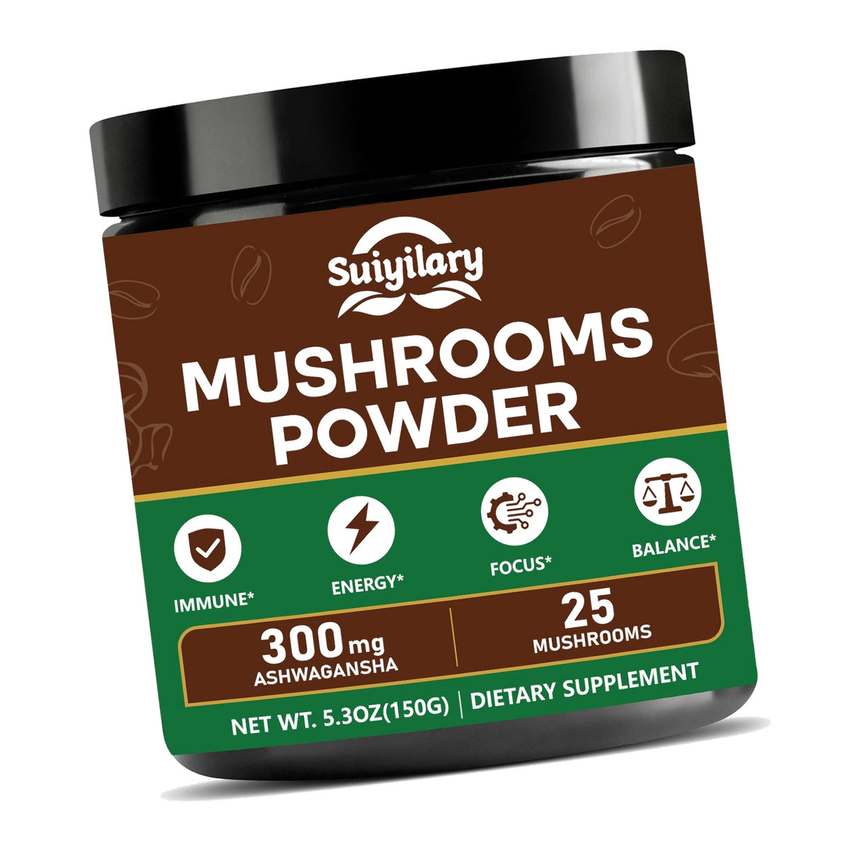 25 in 1 Mushroom Powder, Mushroom Coffee Alternative with Ashwagandha, Lion’s Mane, Chaga & More, Keto Friendly, Sugar Free, Mushrooms Extract Supplement for Immune, Focus & Energy, 60 Servings