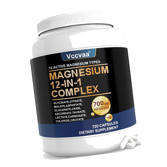 Magnesium Complex 700mg | 12-in-1 High Absorption Supplement | Glycinate, Citrate, Malate, Taurate & More | Sleep Support, Muscle Cramp Relief (720 Count (Pack of 1), Magnesium Complex 700mg)