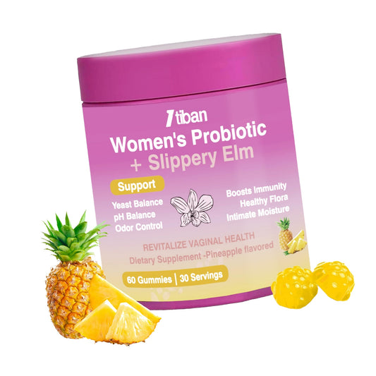 Itiban Feminine Vaginal Probiotics Gummies, Supports pH Balance & Digestive Health, Slippery Elm for Women, Suagr-Free, Veagn, Pineapple Flavor, 60 Count