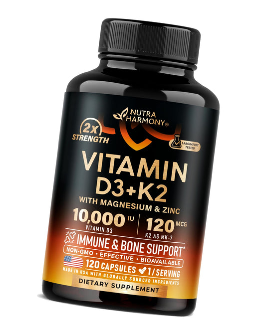 Vitamin D3 K2 - Vitamin D3 10000 iu & K2 as MK-7 120 mcg Complex - 120 Caps