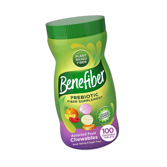 Benefiber Chewable Prebiotic Fiber Tablets, Assorted Fruit Flavors, 100 Ct
