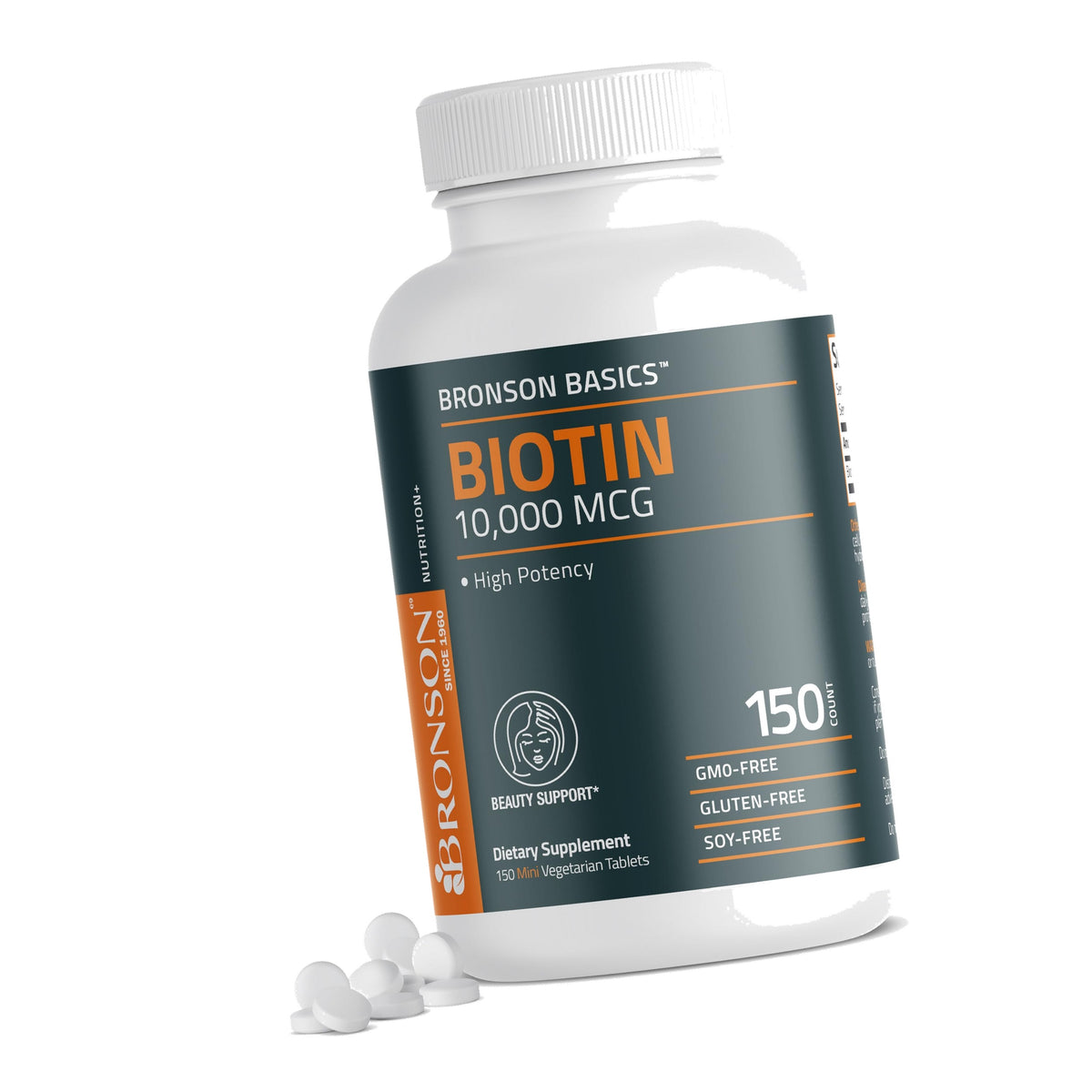 Bronson Biotin 10,000mcg Hair Skin and Nails Vitamins, 150 Tablets