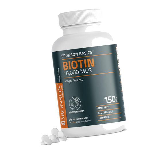 Bronson Biotin 10,000mcg Hair Skin and Nails Vitamins, 150 Tablets