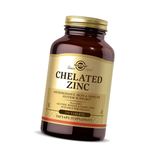 Solgar Chelated Zinc, 250 Tablets - Zinc for Healthy Skin - Supports Cell Growth & DNA Formation - Exerts Antioxidant Activity - Supports A Healthy Immune System - Non GMO, Vegan - 250 Servings