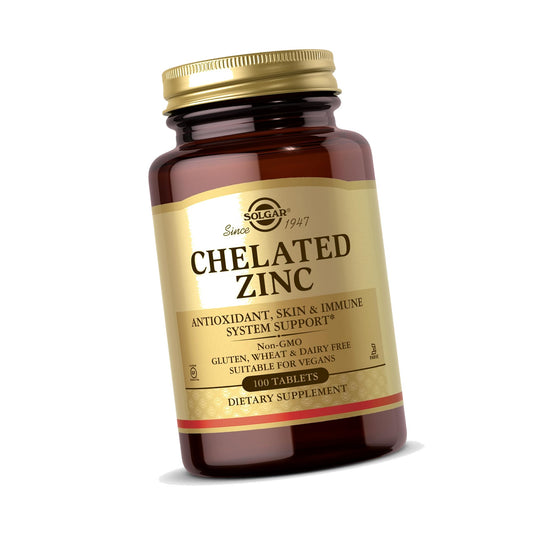 Solgar Chelated Zinc, 100 Tablets - Zinc for Healthy Skin - 100 Servings