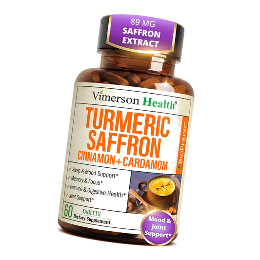 Saffron Supplements Saffron Extract 89mg + 1000mg Turmeric Curcumin 60Tab