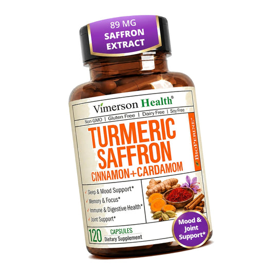 Saffron Supplements Saffron Extract 89mg + 1000mg Turmeric Curcumin 120Ct