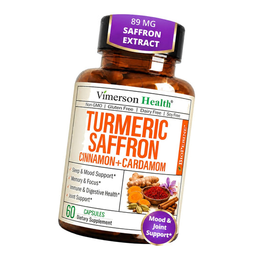 Saffron Supplements w/Saffron Extract 89mg + 1000mg Turmeric Curcumin 60Ct