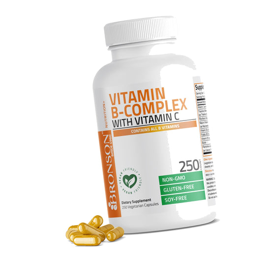 Bronson Vitamin B Complex with Vitamin C Vegetarian Capsules, 250 Count