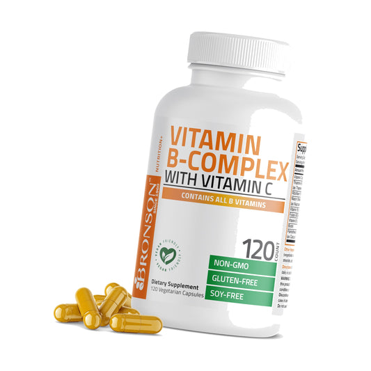 Bronson Vitamin B Complex with Vitamin C Vegetarian Capsules, 120 Count