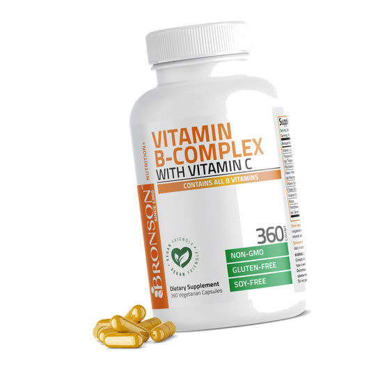 Bronson Vitamin B Complex with Vitamin C Vegetarian Capsules, 360 Count