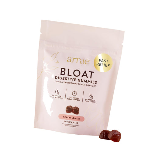 Arrae Bloat Gummies, Sugar-Free with Fiber, Peach Lemon, 60 Count