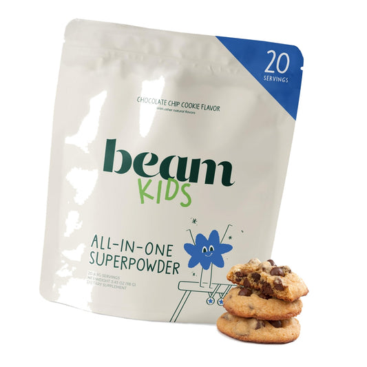 BEAM Kids Multivitamin Powder – Kids Vitamins with Greens, Probiotic & Prebiotic, Immune Support for Children & Toddlers, No Artificial Sweeteners, For Picky Eaters, 20 Servings, Chocolate Chip Cookie