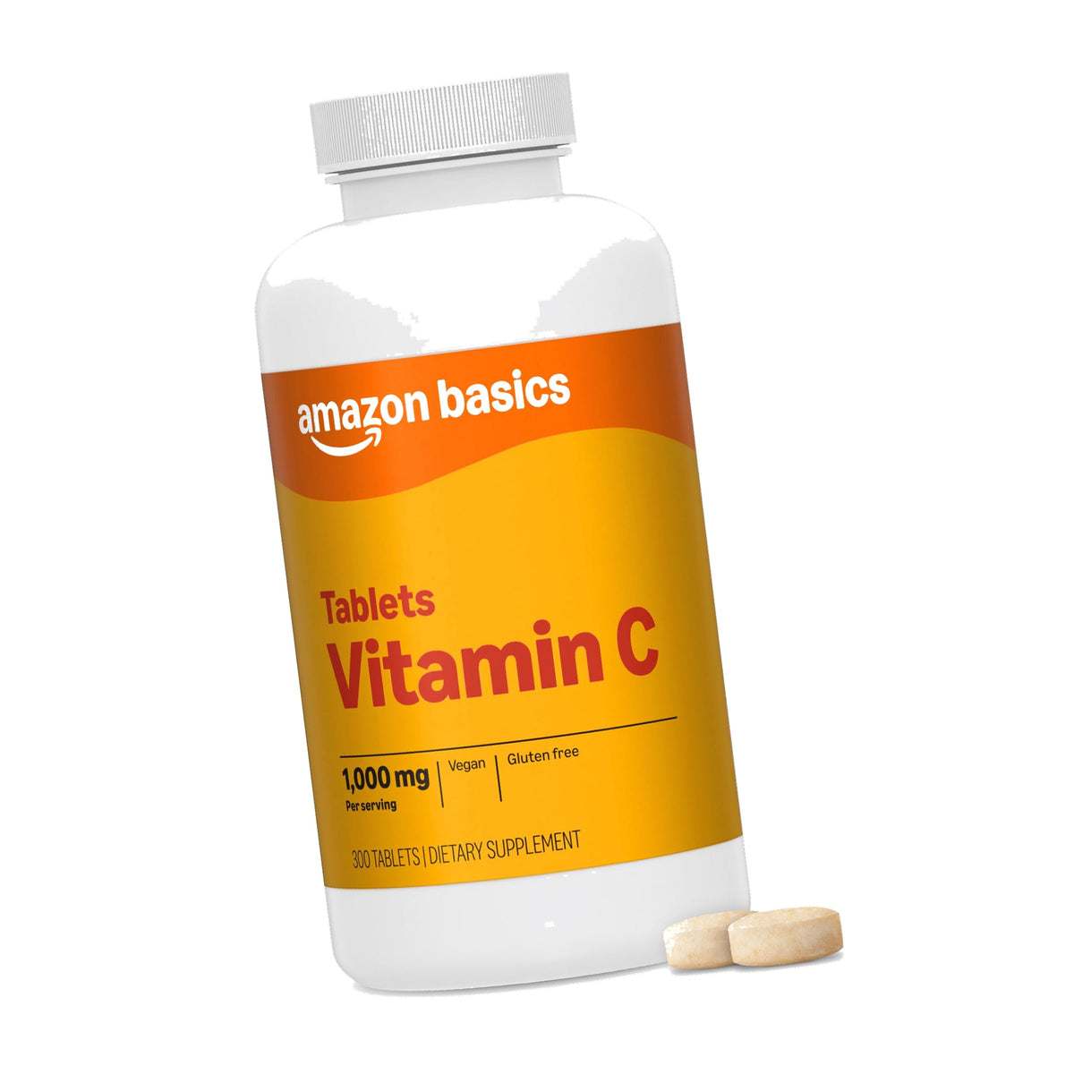 Amazon Basics Vitamin C 1000mg, Supports Healthy Immune System, Vegan, 300 Tablets, 10 month supply (Previously Amazon Elements)
