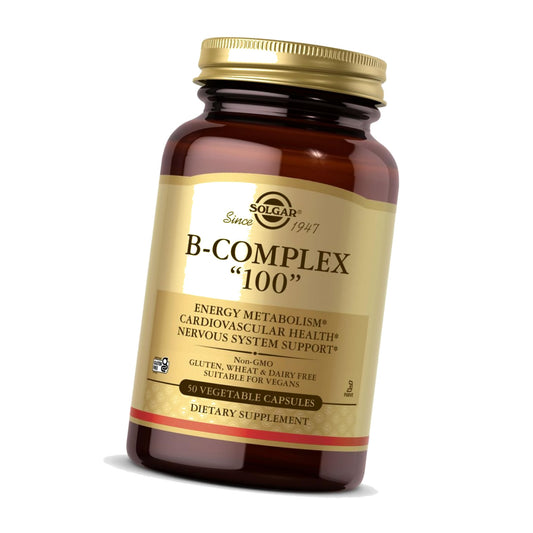 Solgar B-Complex "100", 50 Vegetable Capsules - Nervous System Support - Supports Energy Metabolism - Non-GMO, Vegan, Gluten Free, Dairy Free, Kosher - 50 Servings