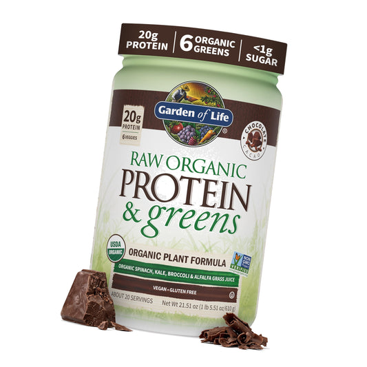 Garden of Life Raw Organic Protein & Greens Powder, Chocolate, 20 Servings