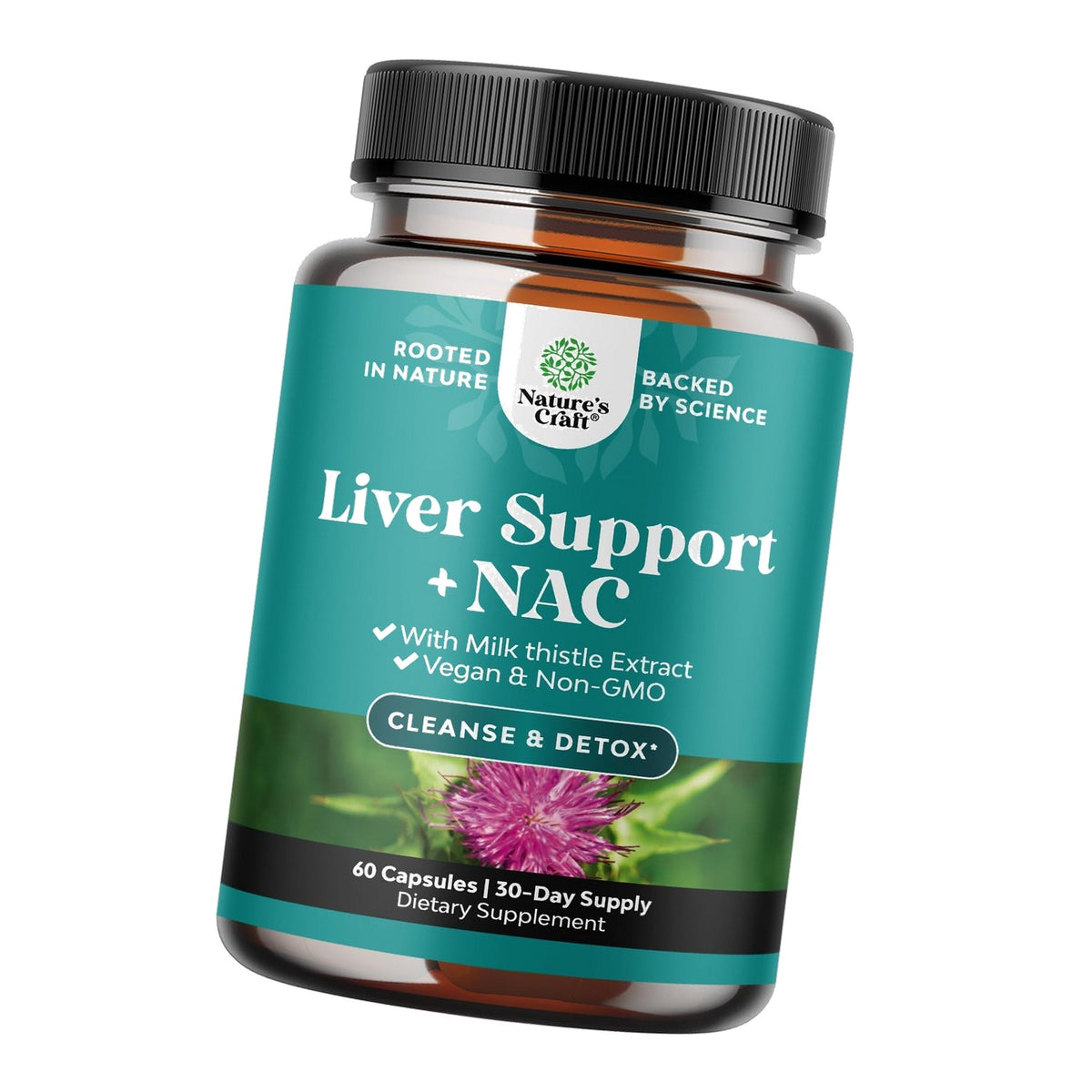 Natures Craft NAC Liver Support with Milk Thistle Supplement - 60 Count