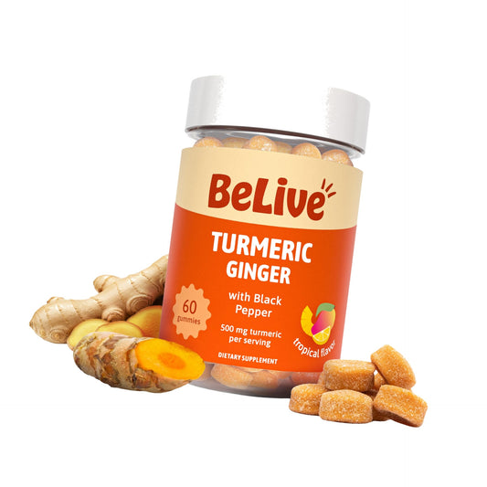 BeLive Turmeric and Ginger Gummies for Joint and Mobility Support, 60 Count