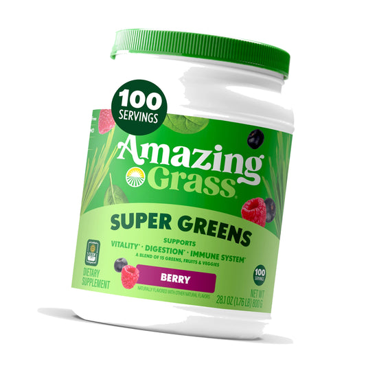 Amazing Grass Super Greens Powder, Organic, Berry, 100 Servings