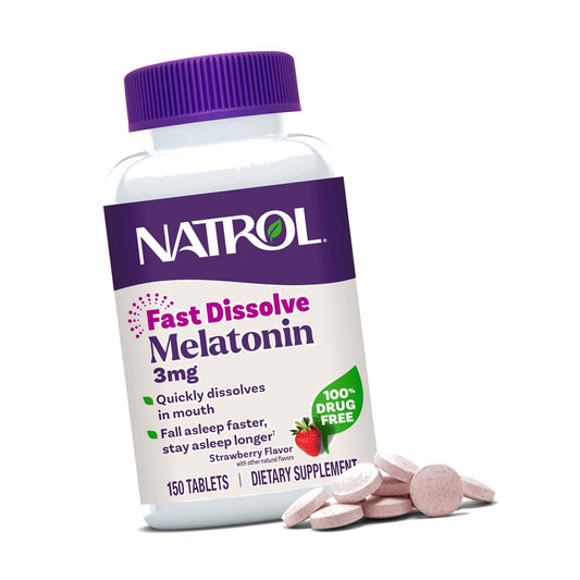 Natrol Melatonin 3 mg Fast Dissolve Tablets, Strawberry, 150 Count