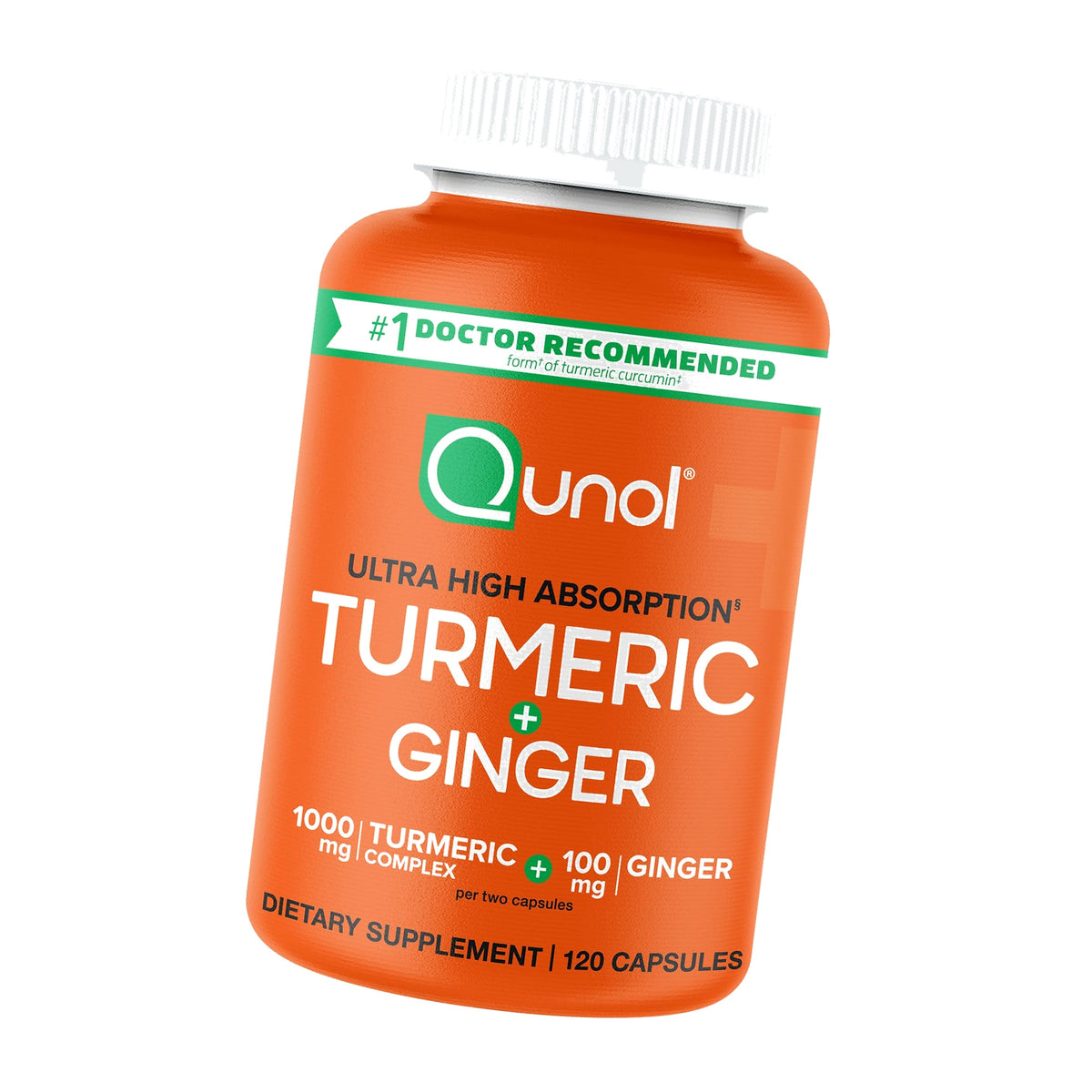 Qunol Turmeric Curcumin 1000mg and Ginger, Ultra High Absorption, 120 Count