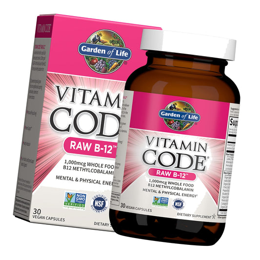 Garden of Life Vitamin Code Raw B-12 Methylcobalamin, Vegan, 30 Capsules