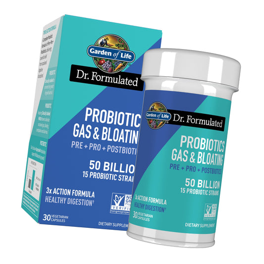 Garden of Life Dr Formulated Once Daily 3-in-1 Complete Prebiotics, Postbiotics & Probiotics for Women and Men - PRE + PRO + POSTBIOTIC Supplement for Gas & Bloating - 50 Billion CFU, 30 Day Supply
