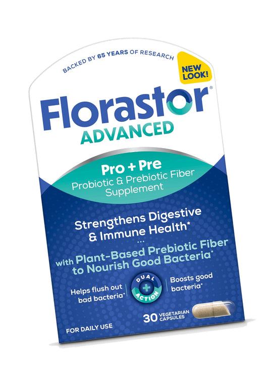 Florastor Advanced Pro+Pre Daily Probiotic and Prebiotic, 30 Capsules