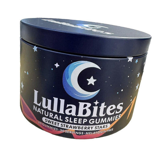 LullaBites - Natural Sleep Gummies - Made in USA - With 5-HTP, L-Theanine, Magnesium & Valerian Root - Melatonin Free - Vegan - Halal - Sugar, Gluten Free - Sweet Strawberry - 60 Gummies - 30 Servings
