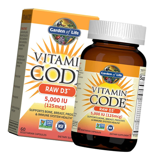 Garden of Life Vitamin Code Raw D3 5000 IU, 60 Vegetarian Capsules