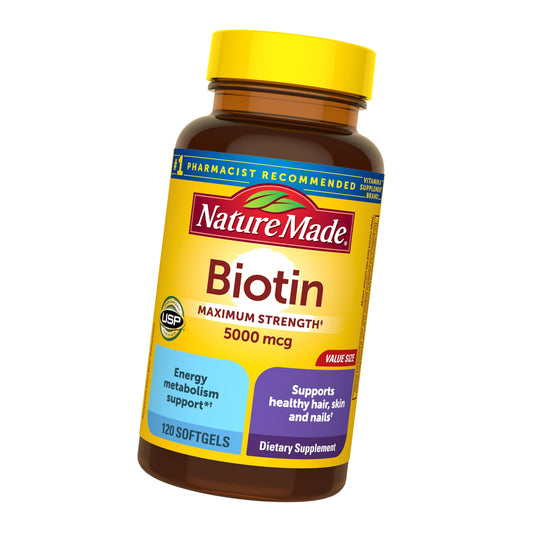 Nature Made Maximum Strength Biotin 5000 mcg Softgels, 120 Count