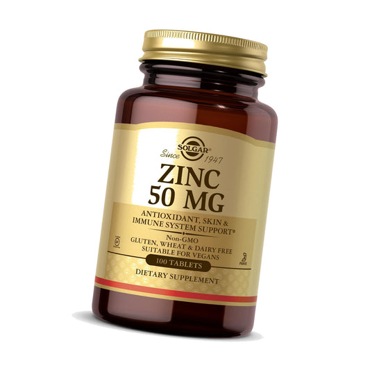 Solgar Zinc 50 mg, 100 Tablets - Zinc for Healthy Skin, Taste & Vision