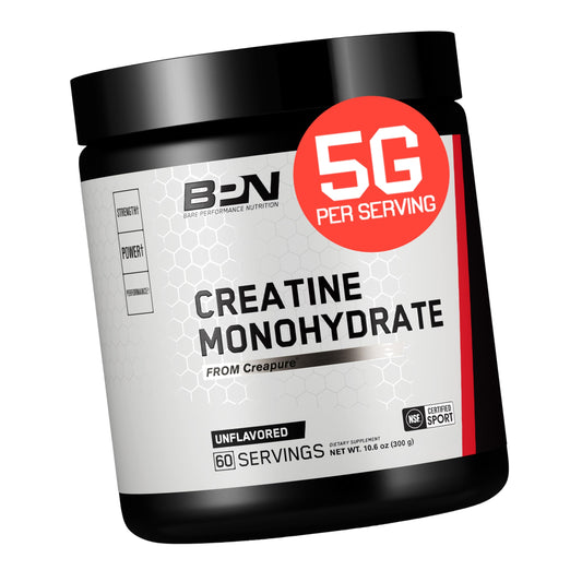 BARE PERFORMANCE NUTRITION, BPN Pure Creatine Monohydrate Powder By Creapure, 5g of Creatine per Serving, Supports Muscle Growth, Unflavored Creatine Powder, 60 Servings