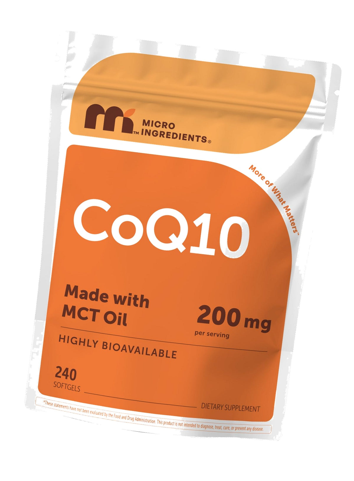 Micro Ingredients CoQ10 200mg Per Serving, 240 Softgels | Made with Coconut MCT Oil | Coenzyme Q10 (Ubiquinone) | Non-GMO
