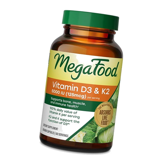MegaFood Vitamin D3 & K2 5000 IU (125 mcg), 60 Mini Capsules