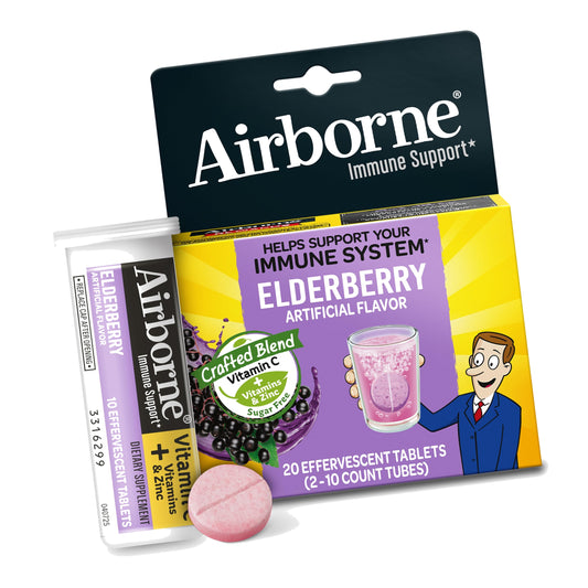 Airborne 1000mg Vitamin C Immune Support Elderberry Effervescent Tablets, 20ct