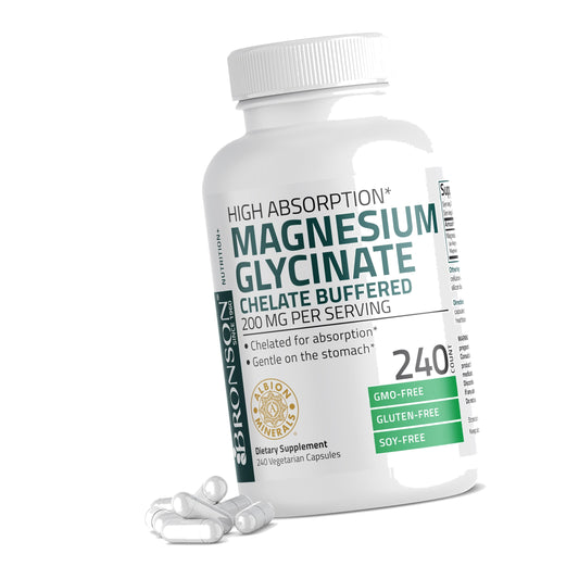 Bronson Magnesium Glycinate 200 MG Chelated High Absorption, 240 Capsules