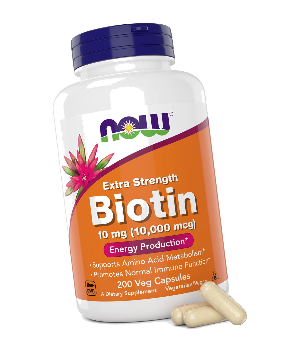 NOW Foods Extra Strength Biotin 10,000mcg / 10 mg - 200 Count - Hair, Skin, Nail - Supplement for Men and Women - B7 Vitamin - Vegetarian, Vegan, Non-GMO
