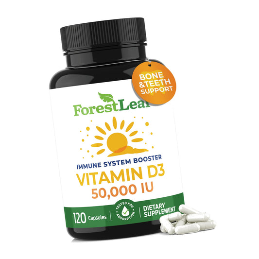 ForestLeaf Vitamin D3 50,000 IU High Potency Weekly Supplement, 120 Ct