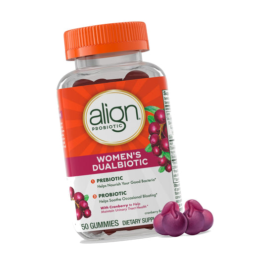 Align Probiotic, Women's Dualbiotic, Womens Probiotic Gummies, Prebiotics and Probiotics for Women, with Cranberry for Urinary Tract Health*, Cranberry Flavor, 50 Gummies