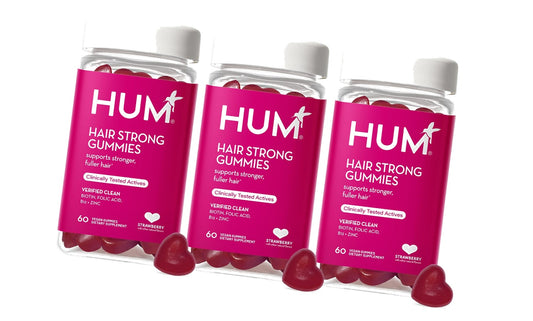 HUM Hair Strong Gummies Biotin, Zinc & Vitamin B12, Hair Growth, 60 Count