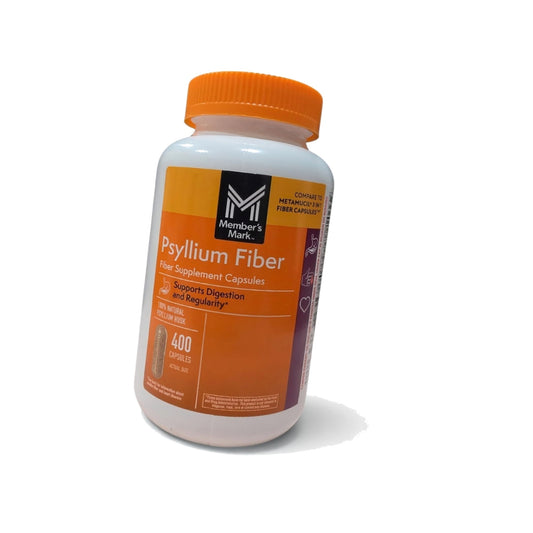 Member's Mark 100% Natural Psyllium Husk Fiber Capsules, Digestive Health, 400 Count (Pack of 1)