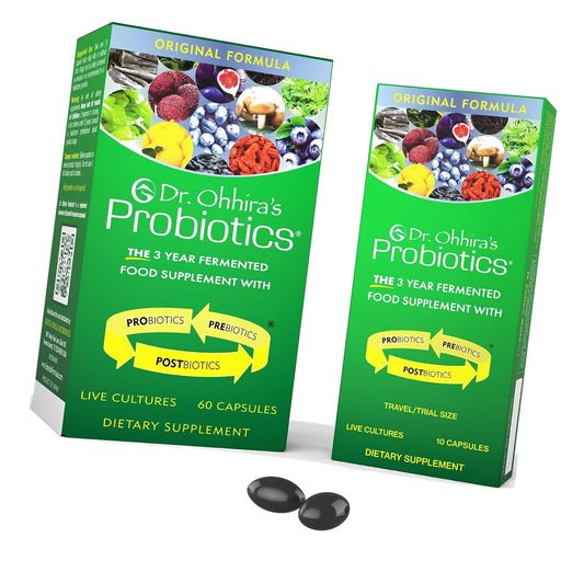 Dr. Ohhira's Probiotics, Original Formula, 60 Caps with Bonus 10 Capsule Travel Pack - 13 Probiotic Strains with Prebiotics and Postbiotics