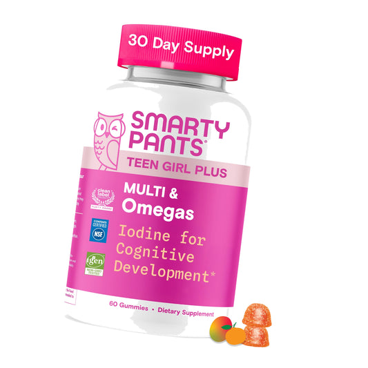 SmartyPants Teen Girl Multivitamin Gummies, Omega 3, Biotin, Zinc, 60 Ct