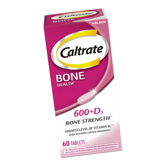 Caltrate 600 Plus D3 Vitamin D and Calcium Supplement Tablets, 60 Count