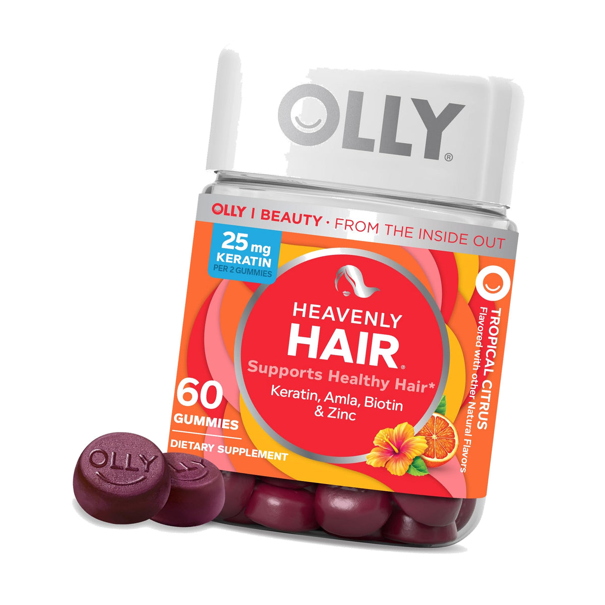 OLLY Heavenly Hair, Supports Healthy Hair,* Keratin, Biotin - 60 Count