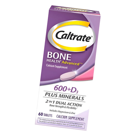 Caltrate 600+D3 Plus Minerals Calcium and Vitamin D Supplement Tablets, Bone Health and Mineral Supplement for Adults - 60 Count
