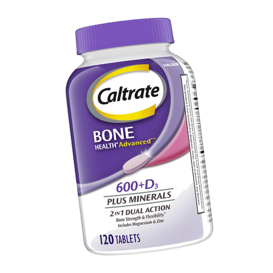Caltrate 600 Plus D3 Vitamin D and Calcium Supplement Tablets, 120 Count