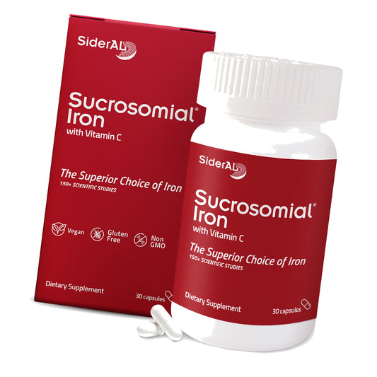 SiderAL Forte Sucrosomial Iron Supplement for Women and Men - Clinically Proven to Increase Levels without Side Effects, Gentle on Stomach, 7x Higher Absorption for Anemia & Energy, Vitamin C, 30ct